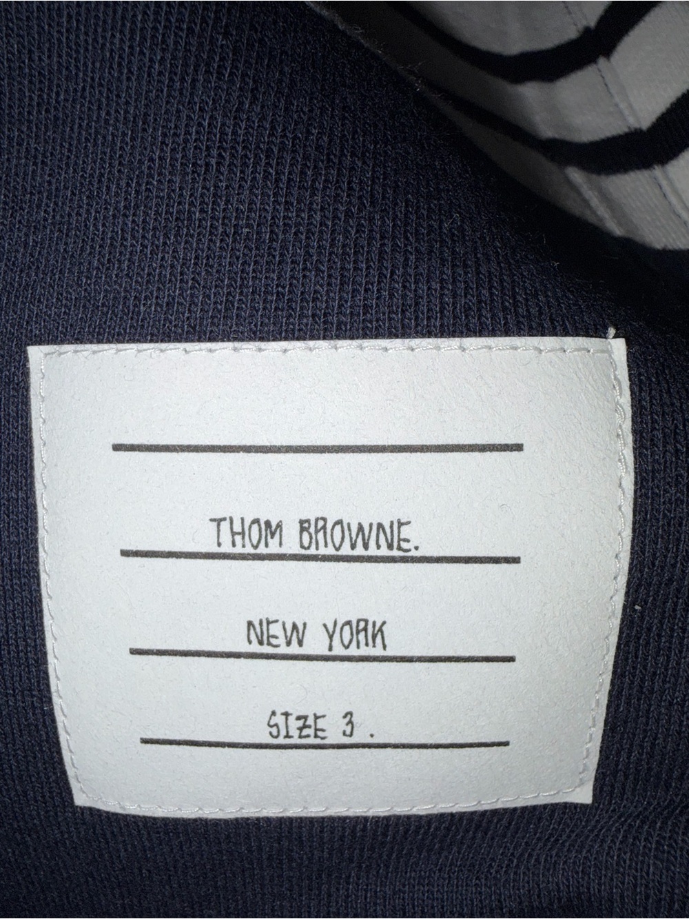 Thom Browne Men's Navy Four Bar Sweat shorts. - Picture 5 of 11